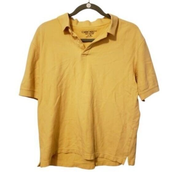 Cherokee Other - Cherokee Mens Sz M Yellow  Solid Short Sleeve Polo Shirt